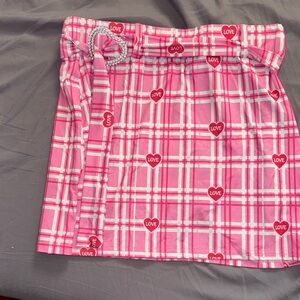 SHEIN Pink Love Plaid Mini Skirt
